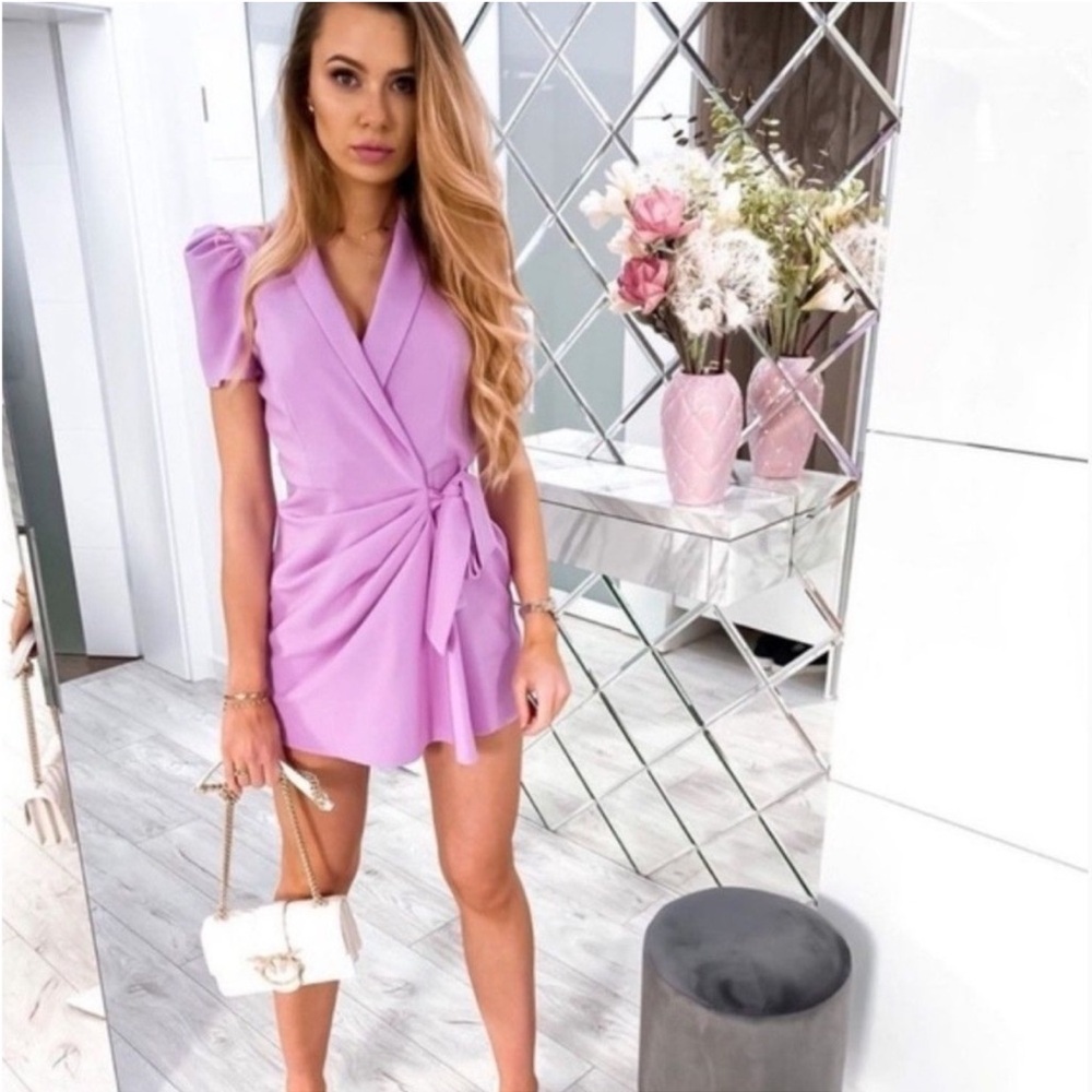 Zara Lilac Mini Wrap Skort Dress - Picture 2 of 10